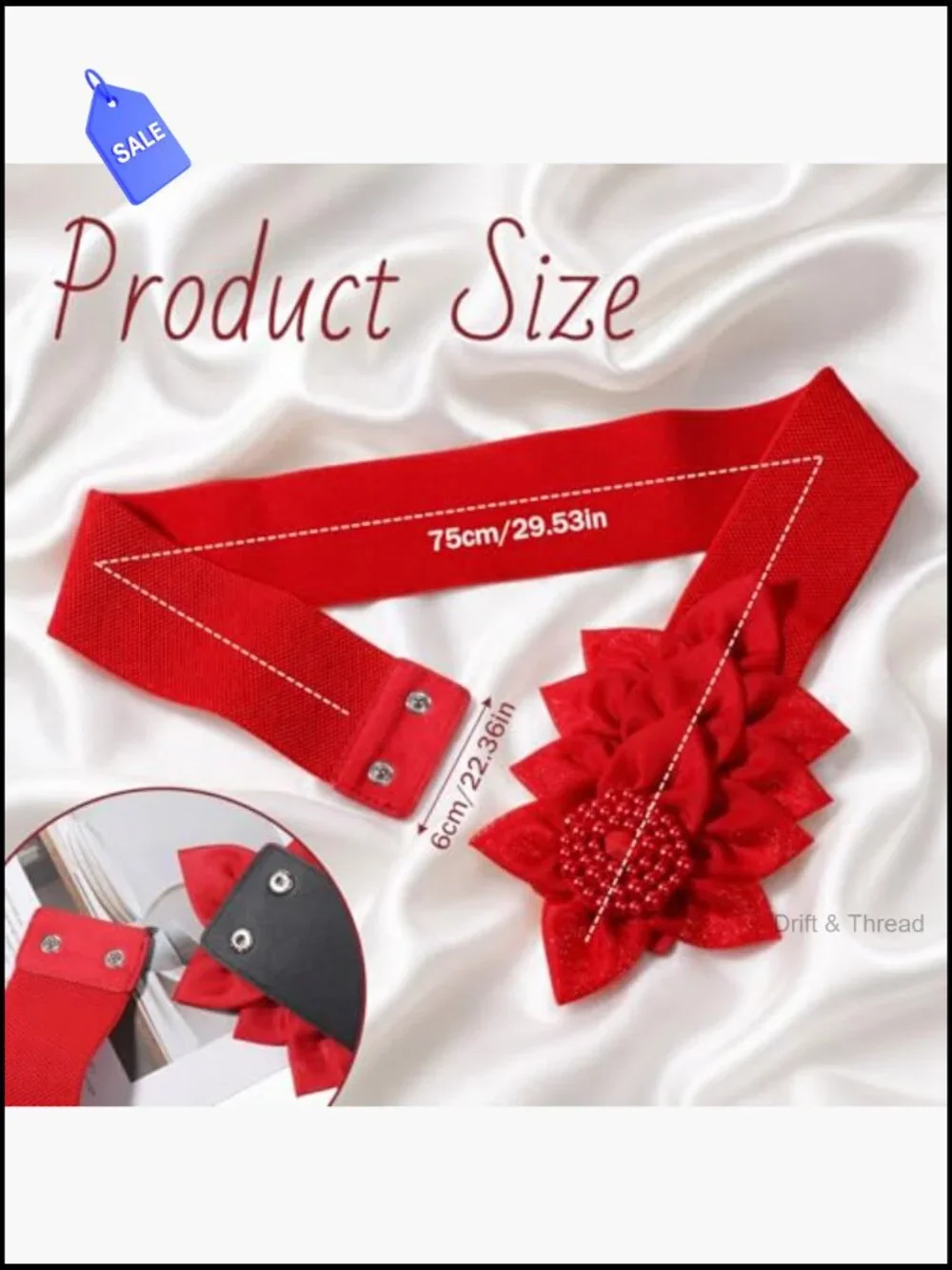 Stretchy Wide Elastic Waist Belt with Flower Embellishments - Chunky Fashion